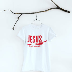 "Saved by Grace" Ladies Tee (WHITE)